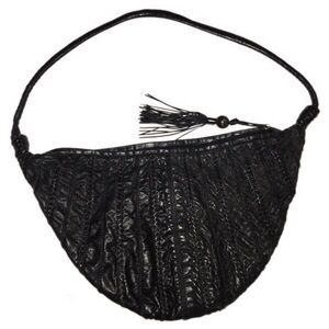 Vintage Meyers fringe black leather shoulder bag